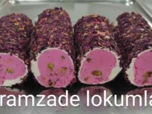 Browni Çilekli Kremalı Antep Fıstığı Gül Yaprak Kaplı Lokum S.K-644